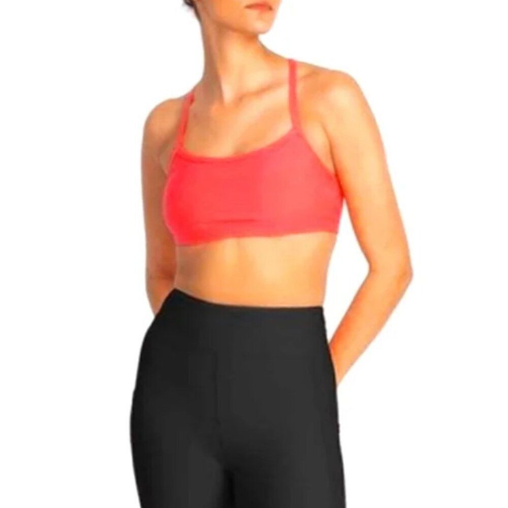NWT Johnny Was Calme Endurance Cross Back Sports Bra size Medium Coral Pink Top